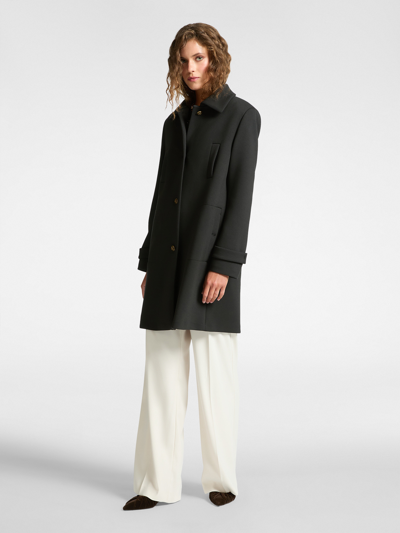 Manteau en tissu scuba avec col image number 2