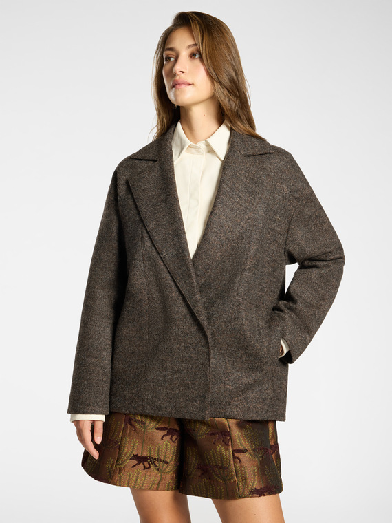 Zweireihige Boxy-Jacke aus Wollmischung