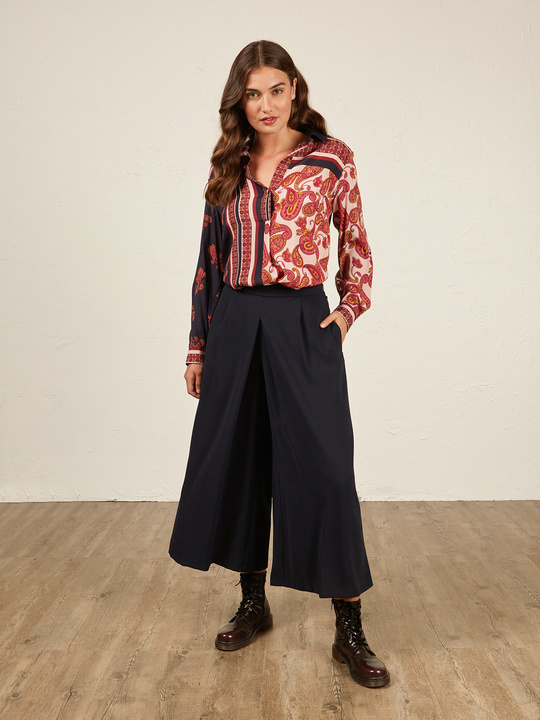 Elenamiro&nbsp;: Pantalon large cropped Bleu_1