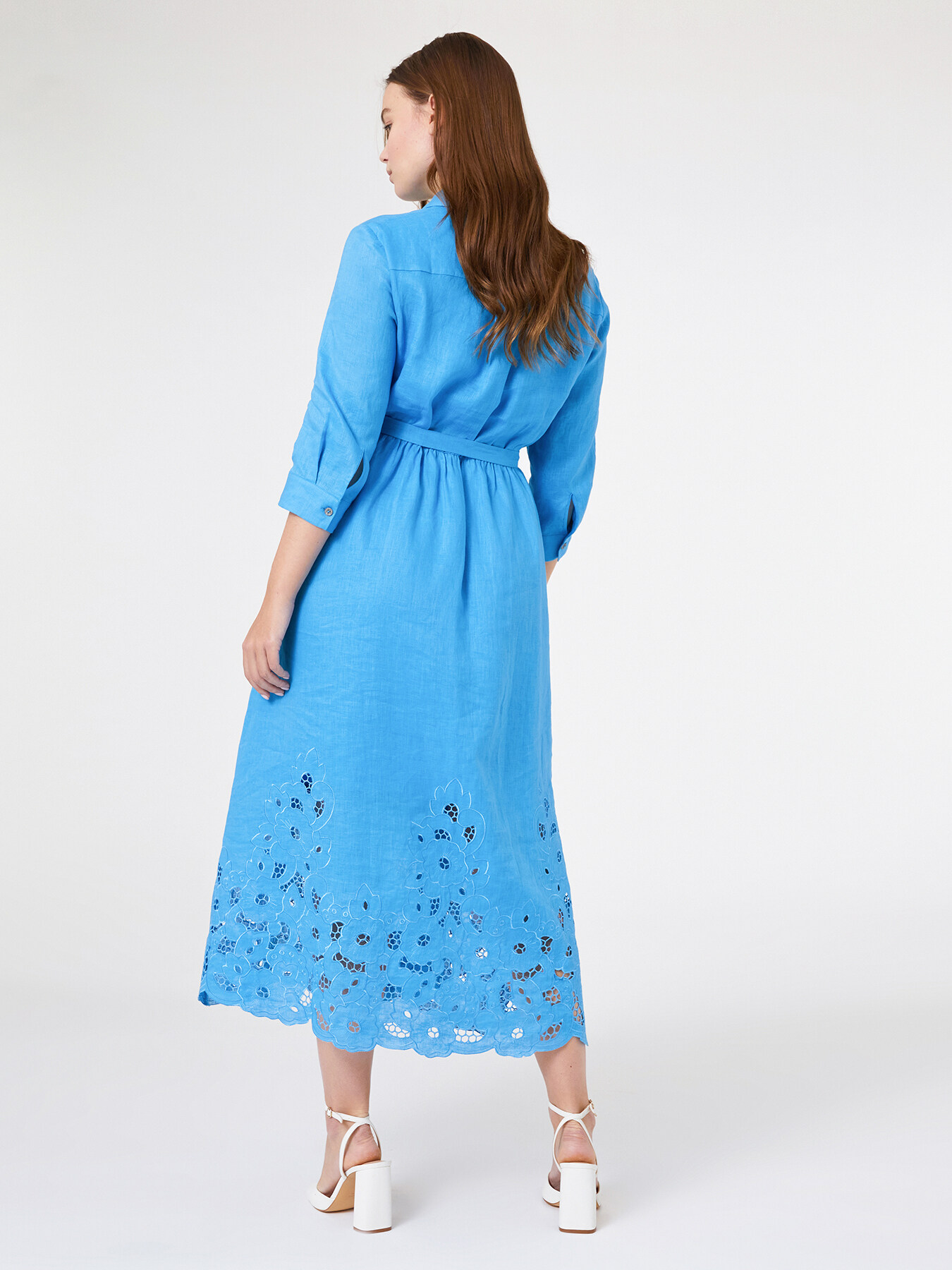 Vestido comprido de linho bordado image number 2