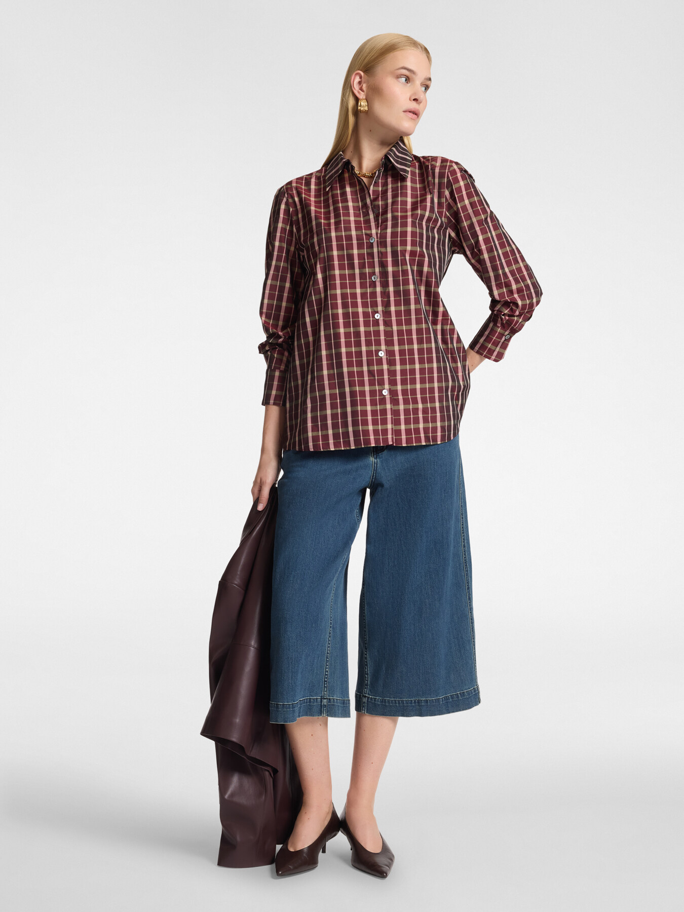 Camicia in taffetas check image number 2