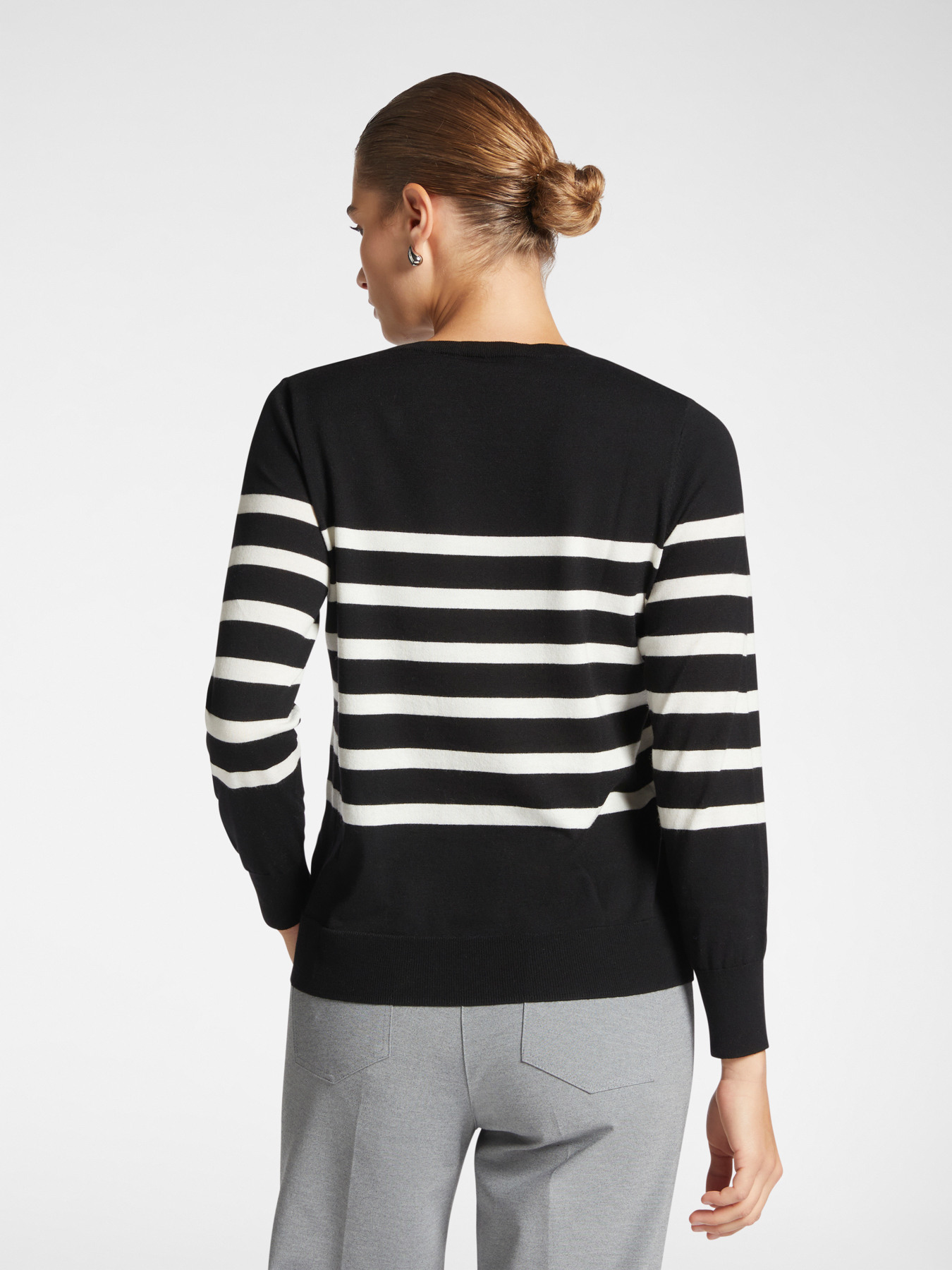 Striped sweater with embroidery image number 1