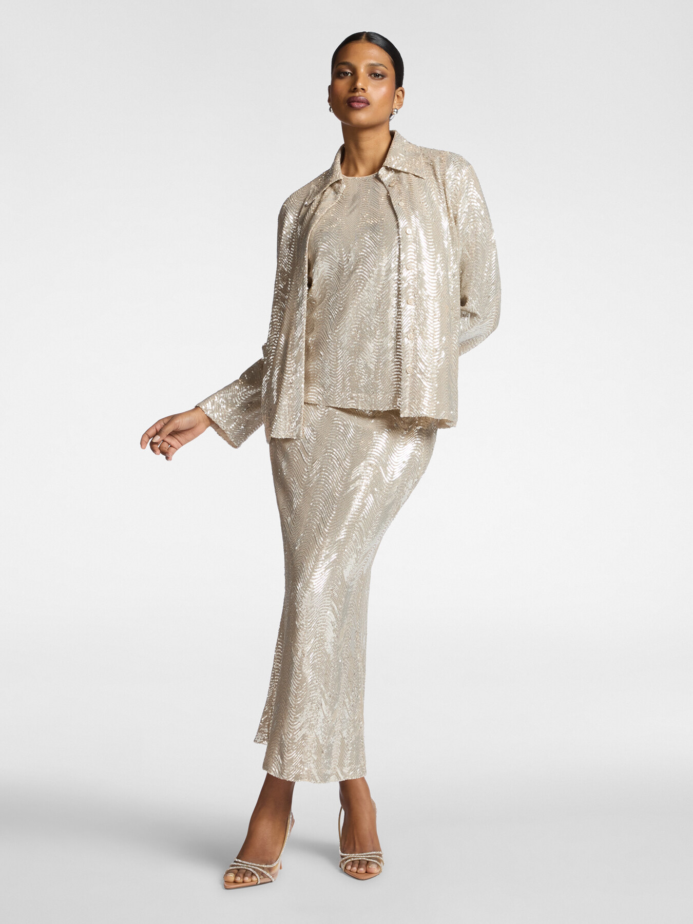 Camicia in tulle con paillettes image number 2