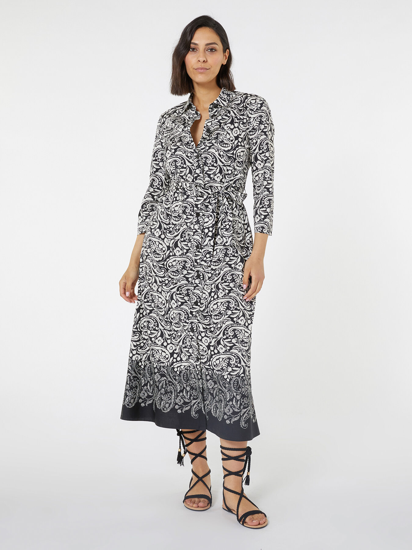 Bedrucktes langes Hemdblusenkleid image number 0