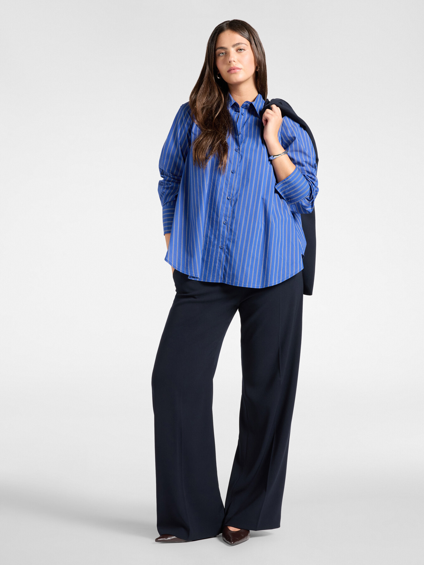 Camicia misto cotone a righe image number 2