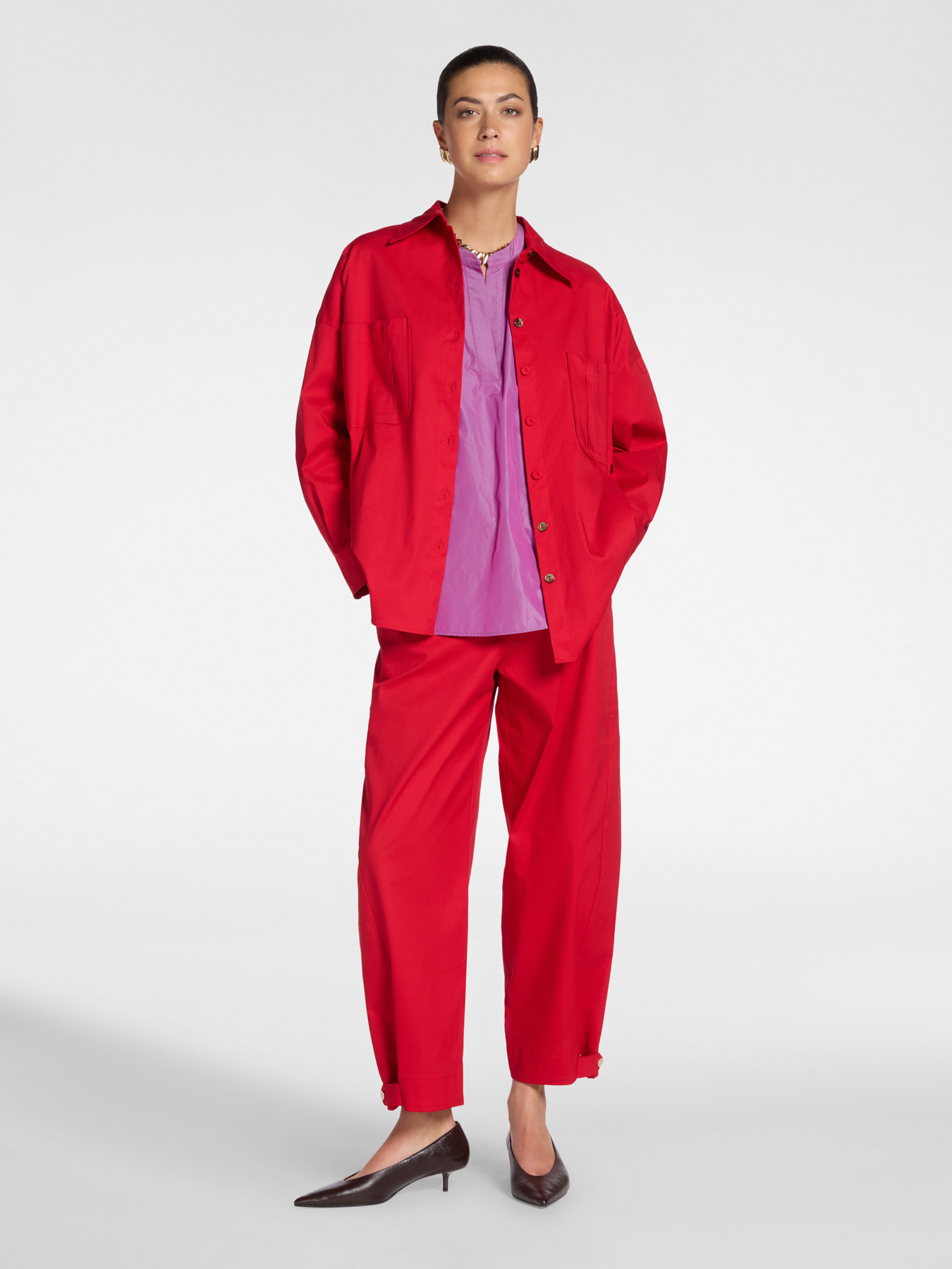 Camicia lunga in gabardina image number 3