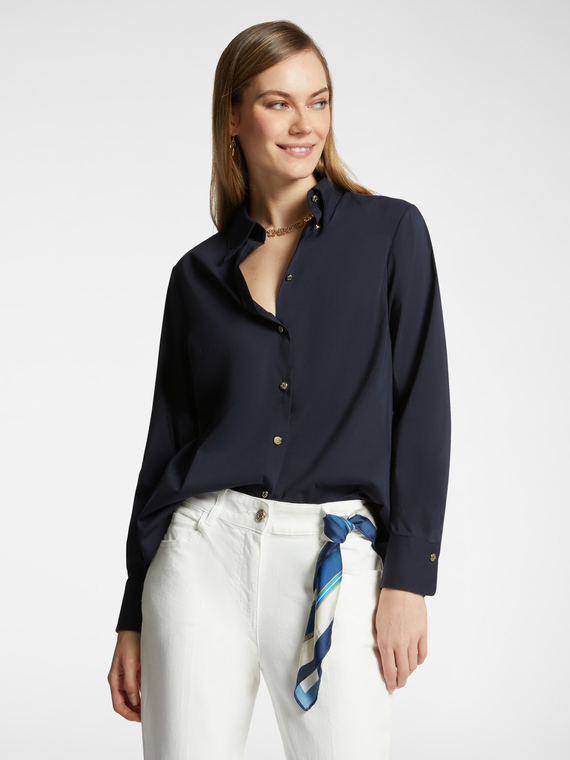 Elena Mirò - Camicia in tessuto stretch Donna, Blu Taglia: 42