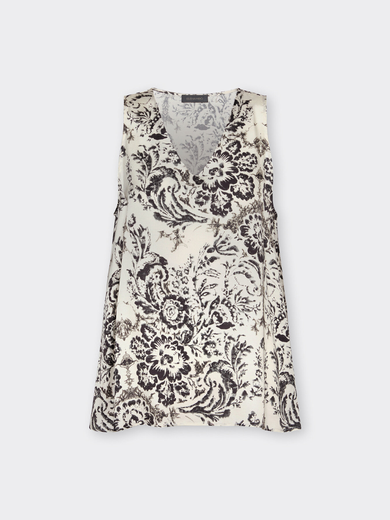 Printed viscose satin top image number 4