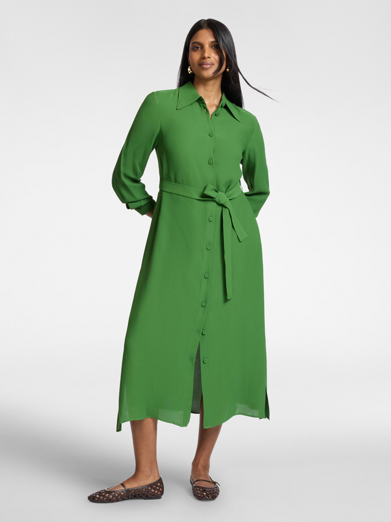 Robe chemise avec ceinture image number 0
