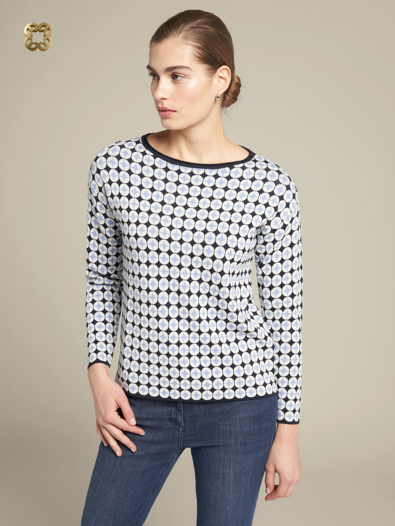 Sweater jacquard com desenho geométrico image number 0