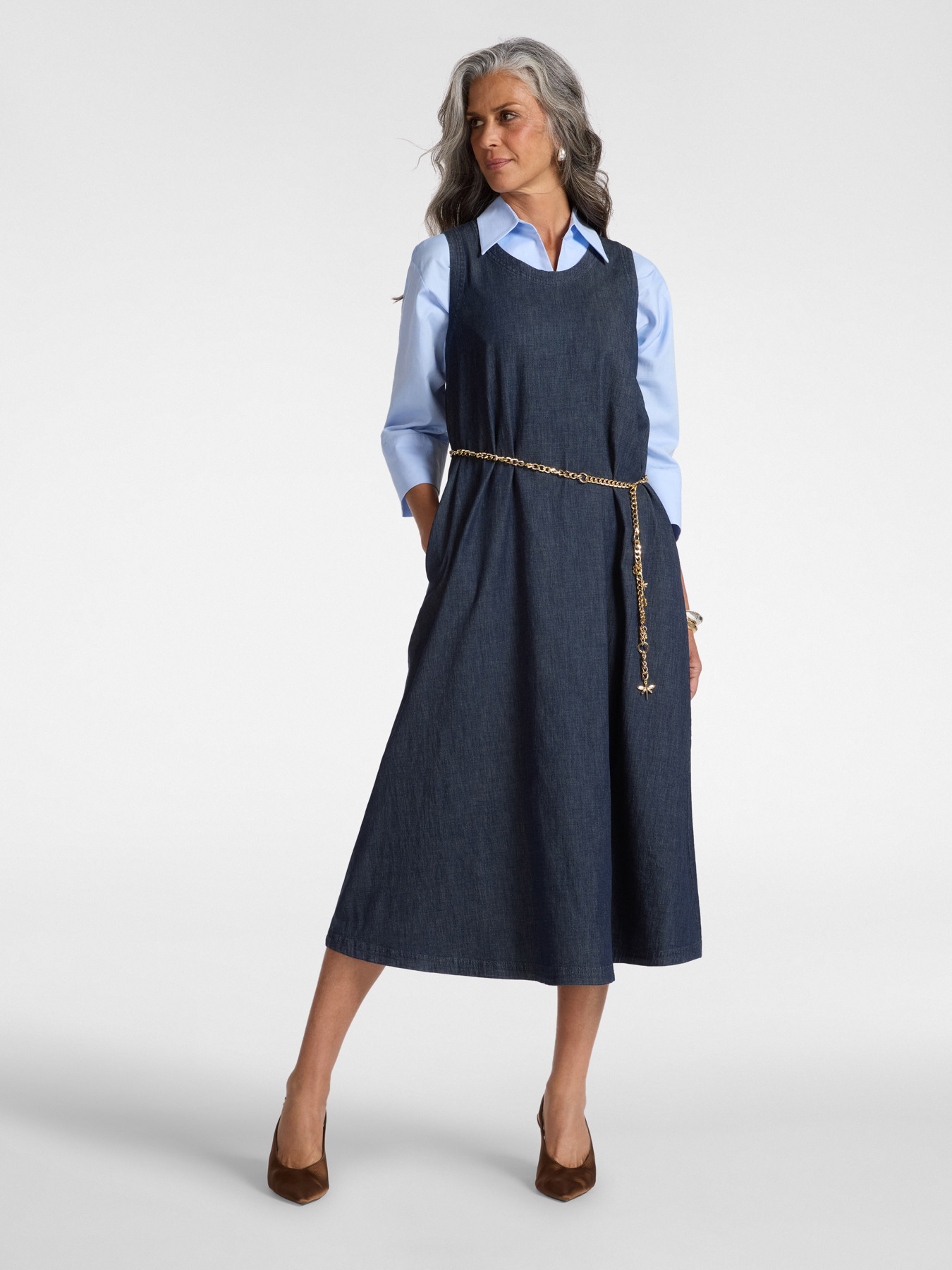 Sleeveless Chambray Dress image number 0