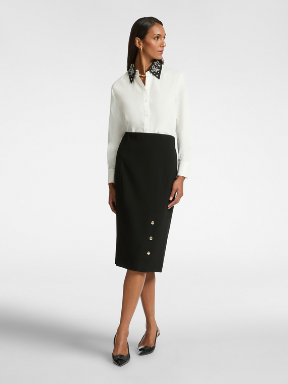 Stretch crepe pencil skirt