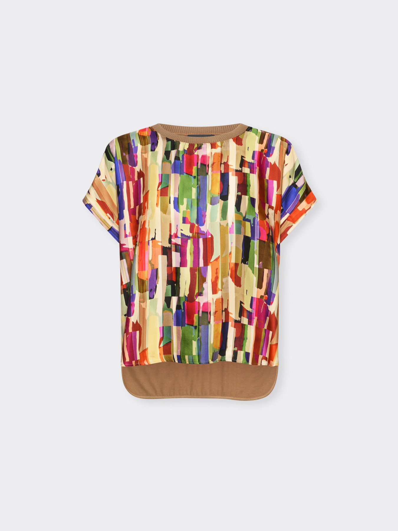 T-Shirt aus zwei Stoffen mit Print image number 4