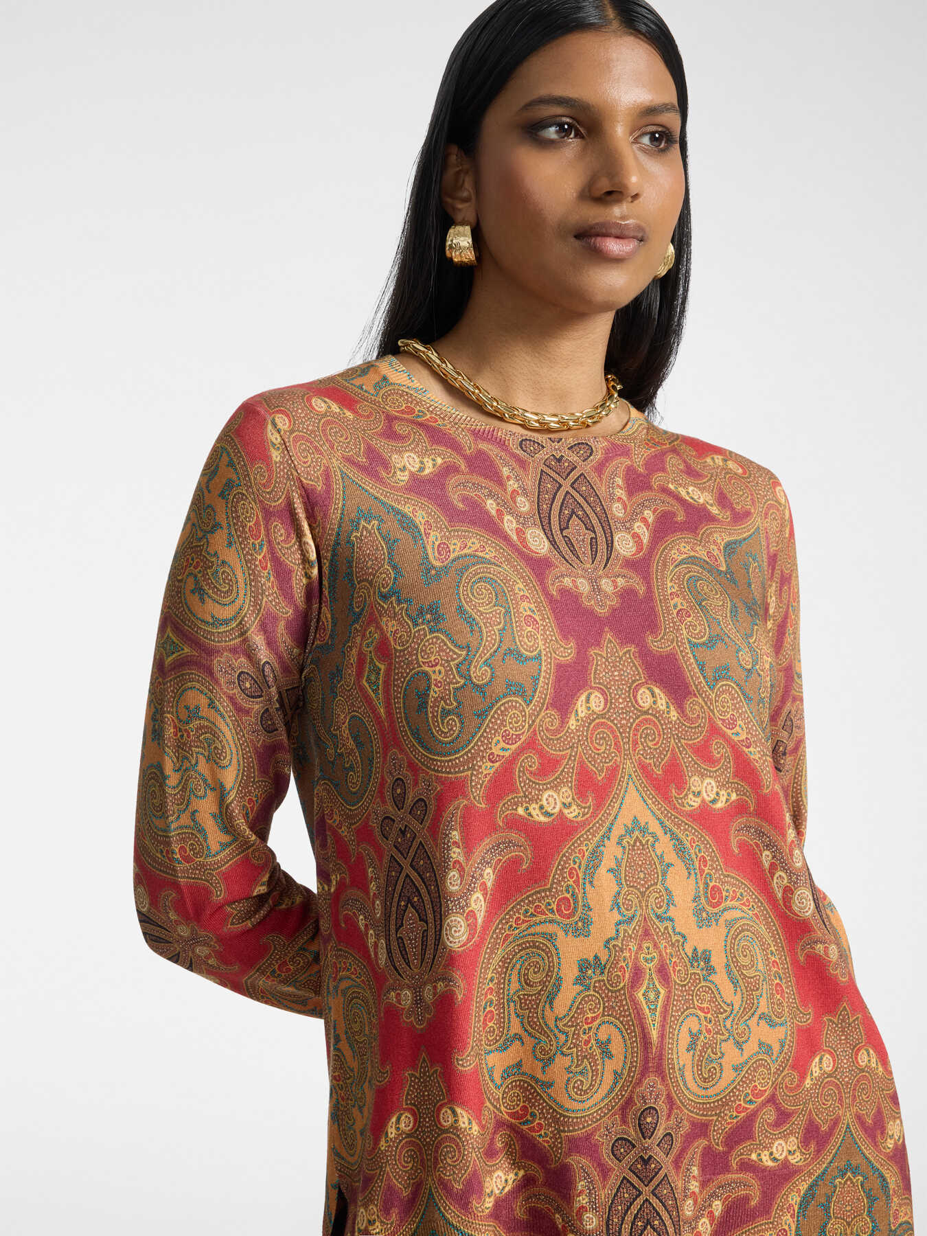 Printed crew neck sweater image number 0