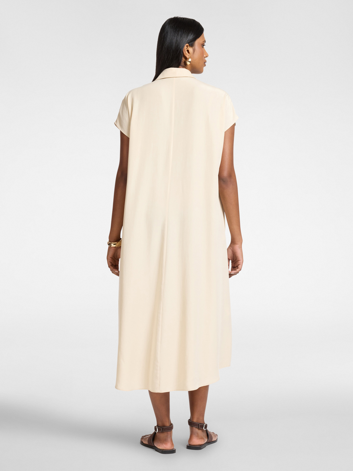 Robe longue en lyocell et lin image number 1