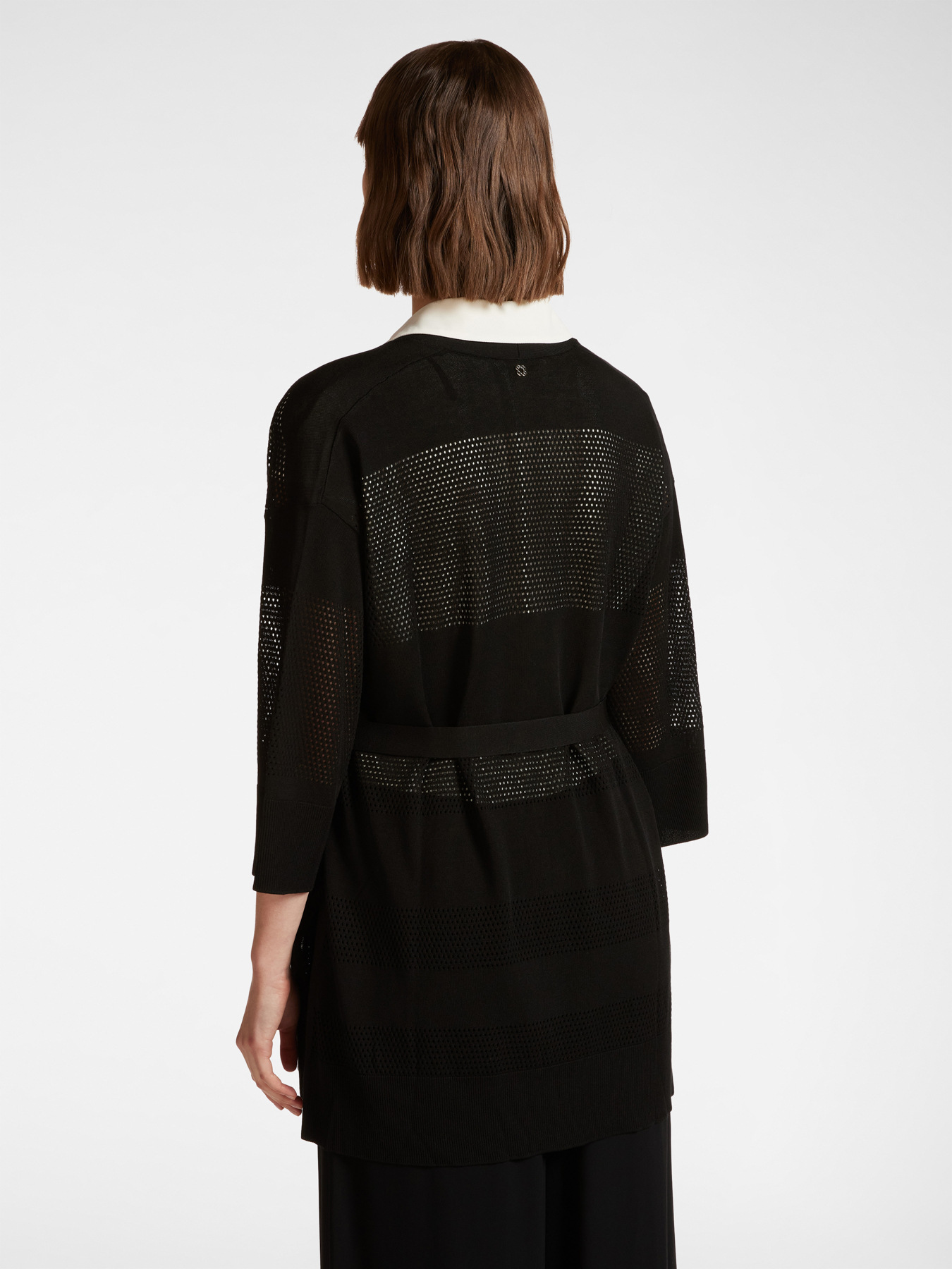 Langer Cardigan mit Lochmuster image number 1