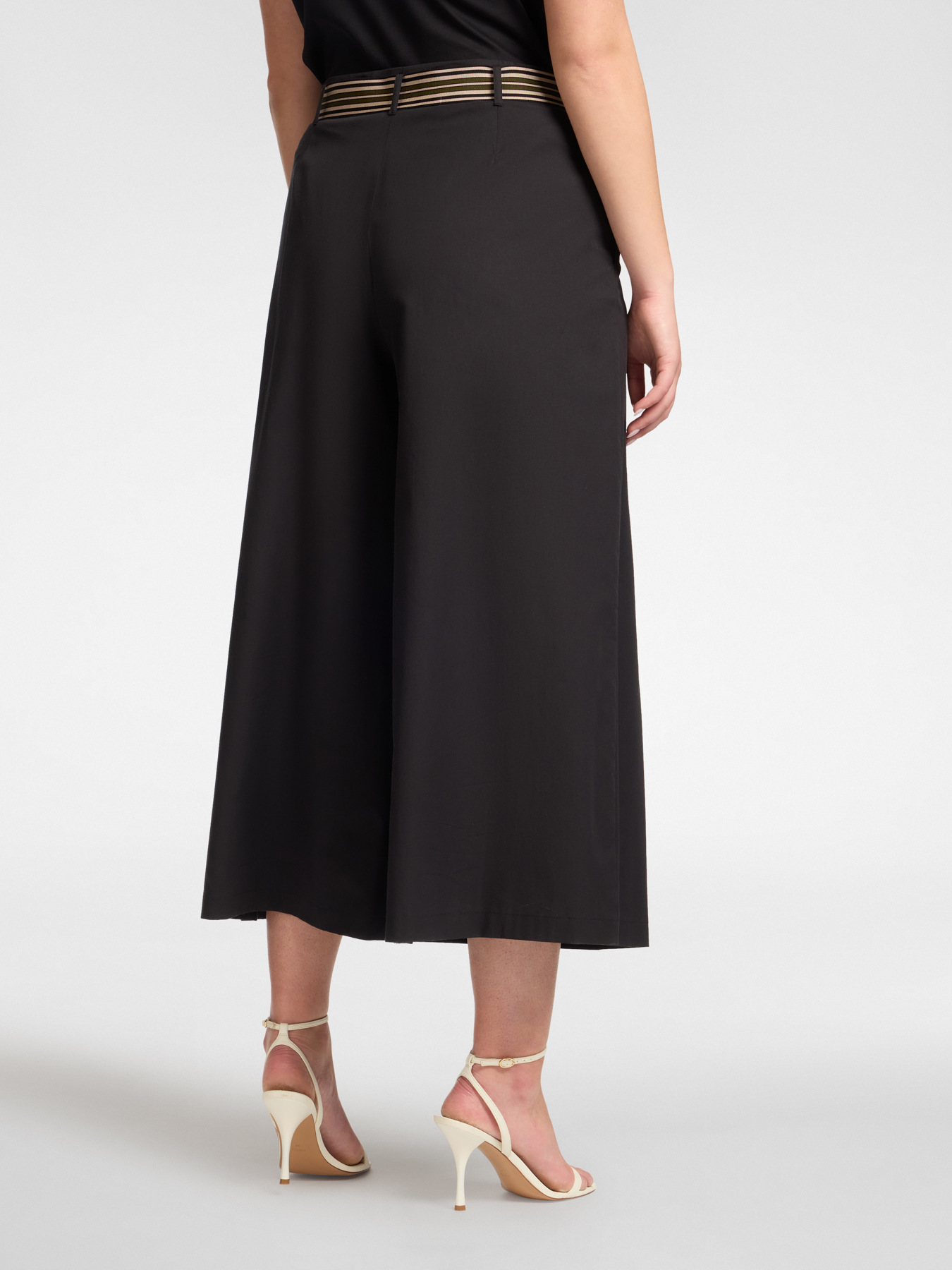 Pantalon cropped popeline taille haute avec ceinture image number 1