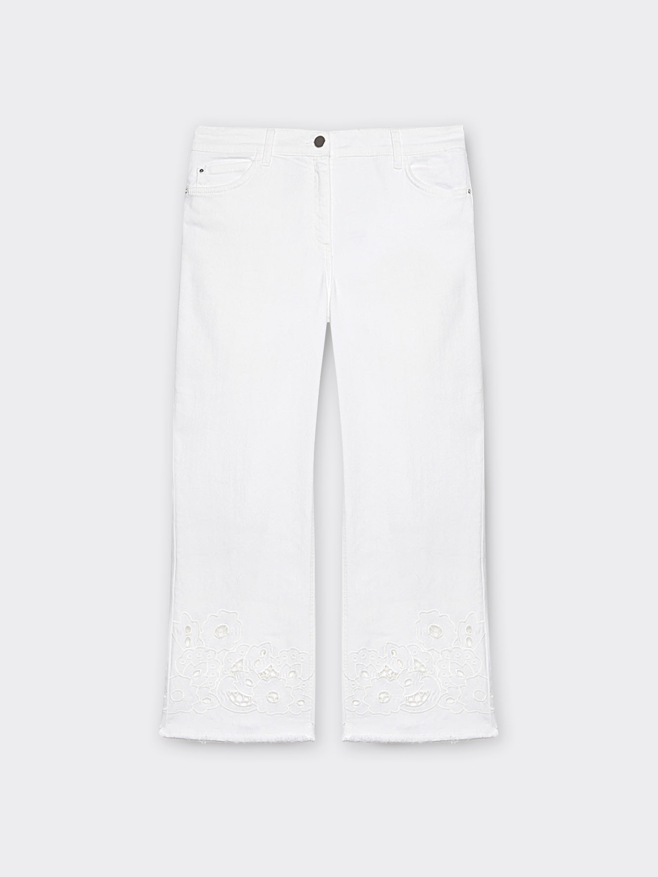 Pantalon droit avec broderie dans le bas image number 4
