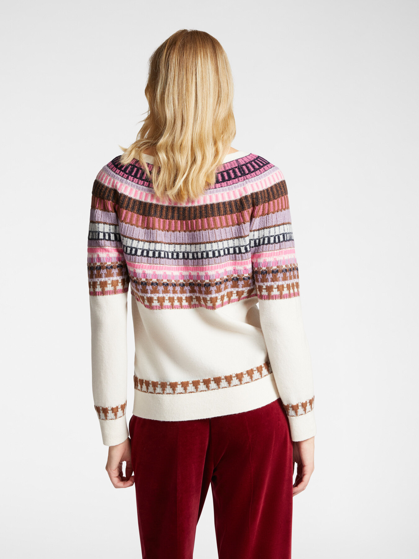 Jacquard sweater with fair isle pattern image number 1