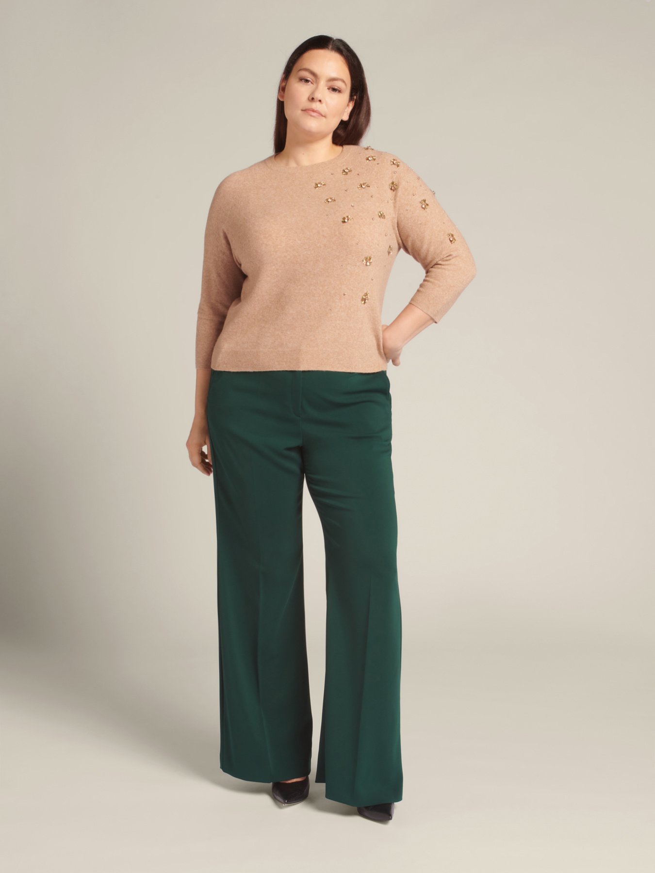 Flowing stretch cady trousers image number 9