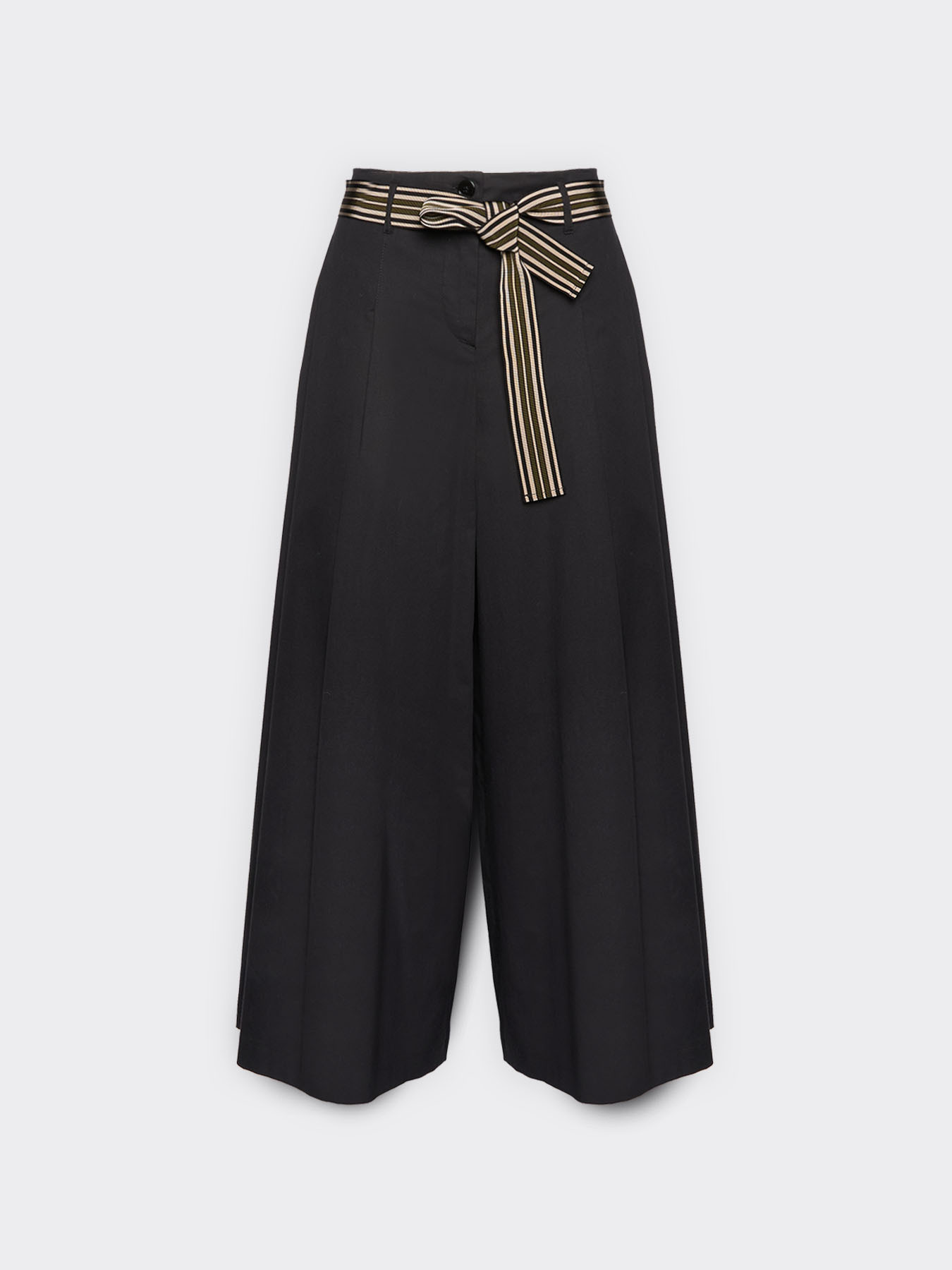 Cropped Popeline-Hose mit hoher Taille und G&uuml;rtel image number 4