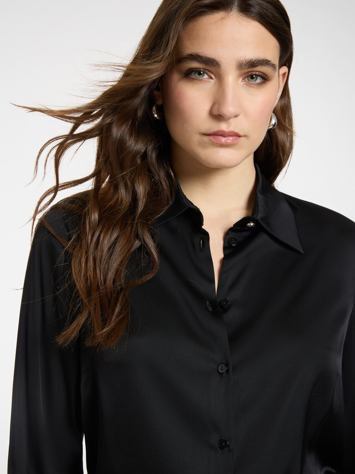 Stretch satin shirt image number 2