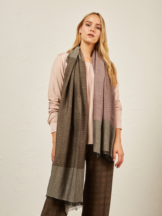 Elenamiro: Echarpe fantasia com micro lantejoulas Rosa_1