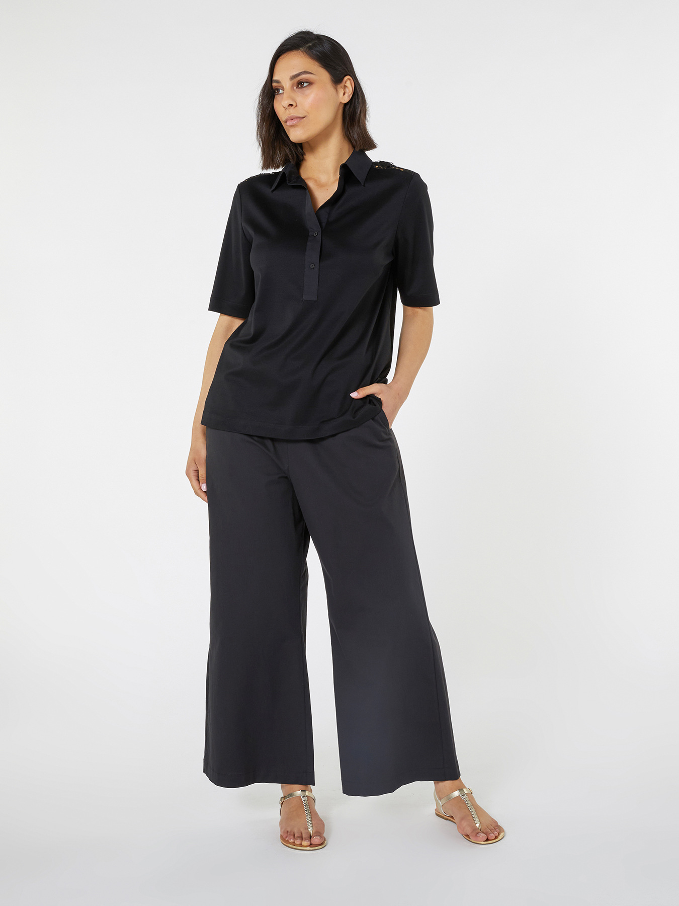 T-Shirt mit Spitzeneinsatz image number 0