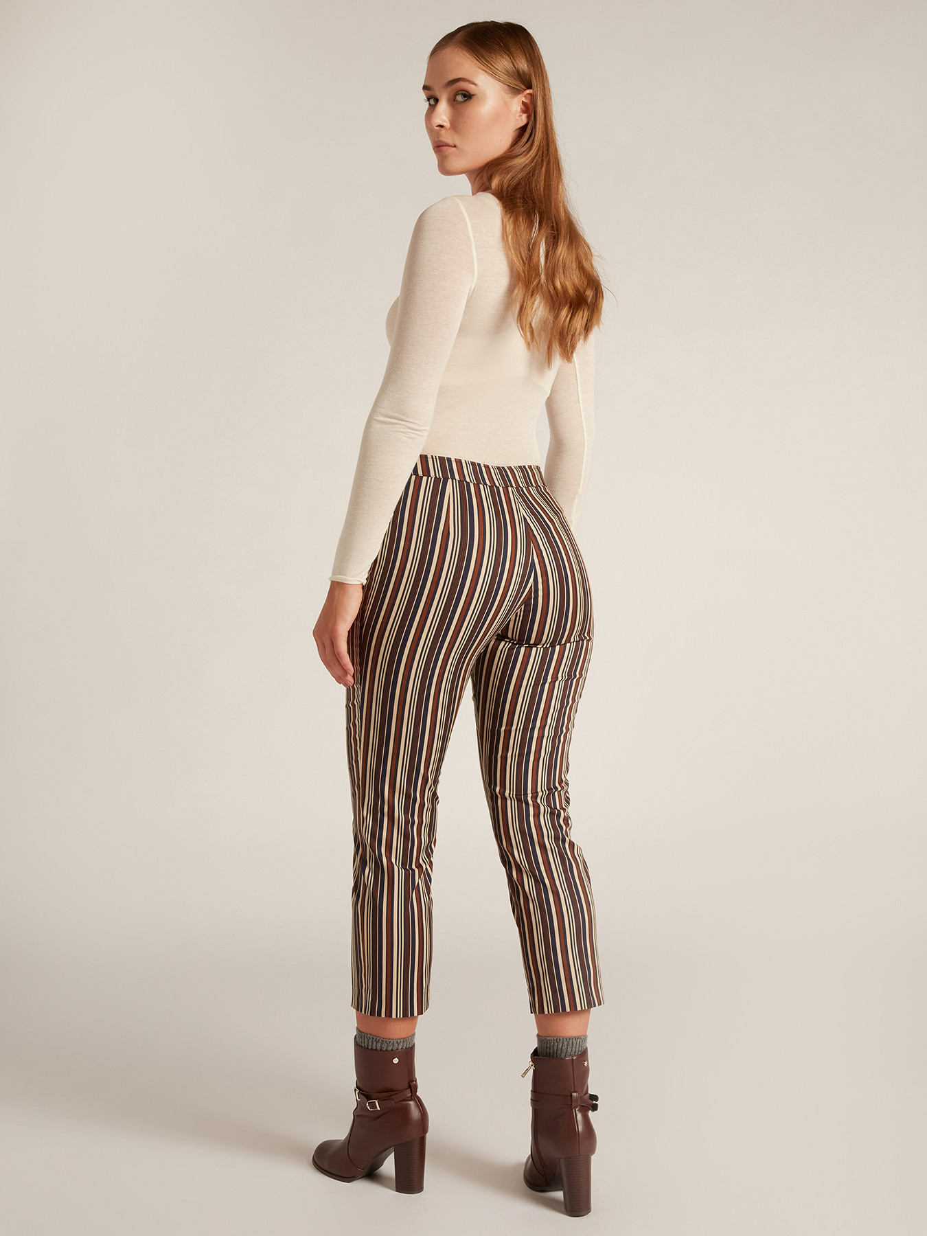 Striped cotton skinny trousers image number 2