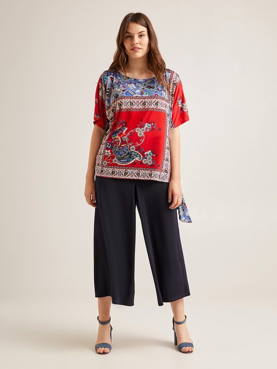 Elenamiro: T-shirt estampada com n&oacute; lateral Vermelho_1