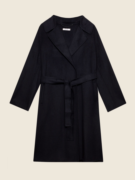 Elenamiro&nbsp;: Manteau long en tissu tricot&eacute; Bleu_1