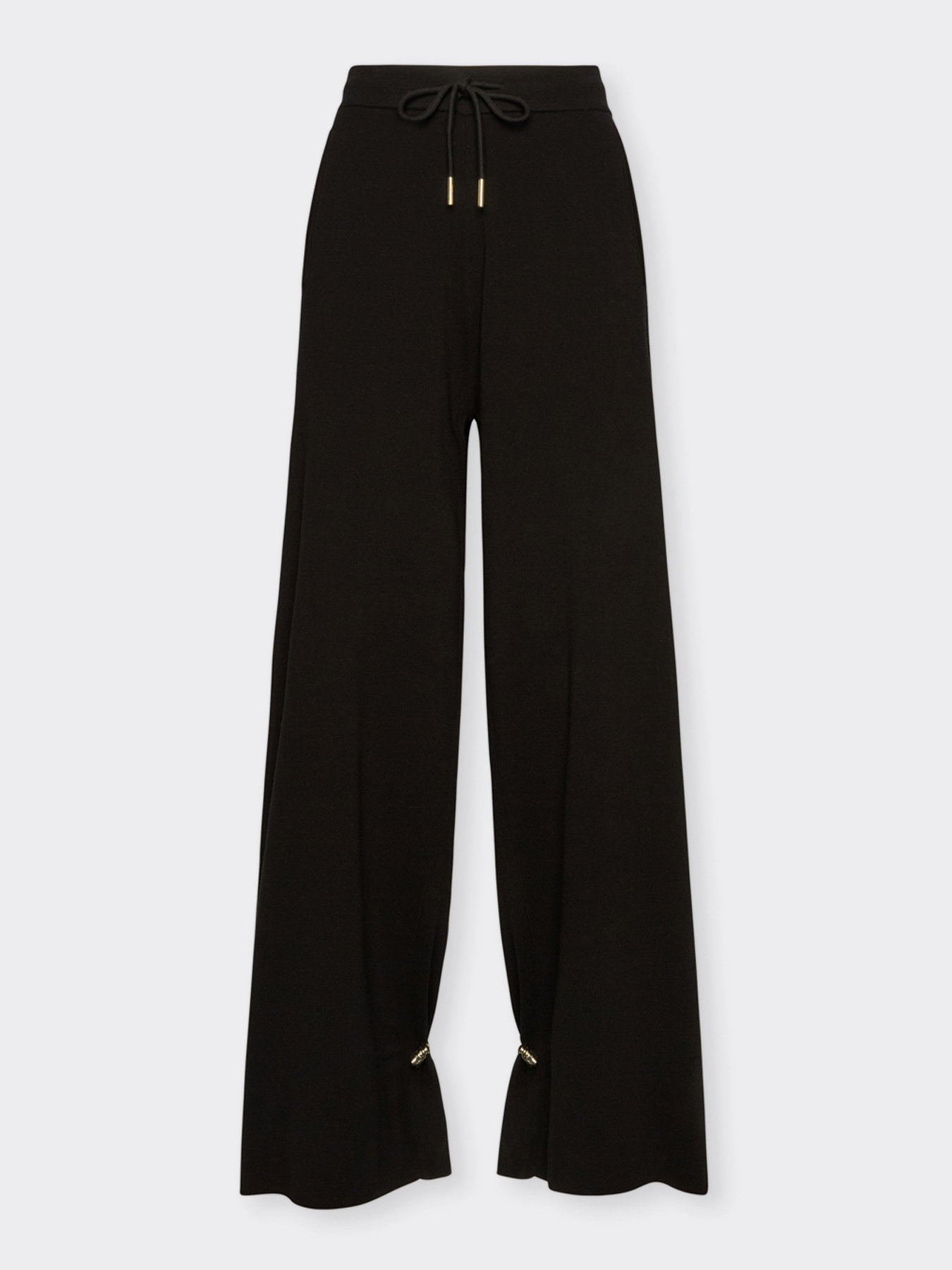 Pantalon Noir Loubarok Jambes Larges - Laine Et Viscose - Taille S (36) - Vintage