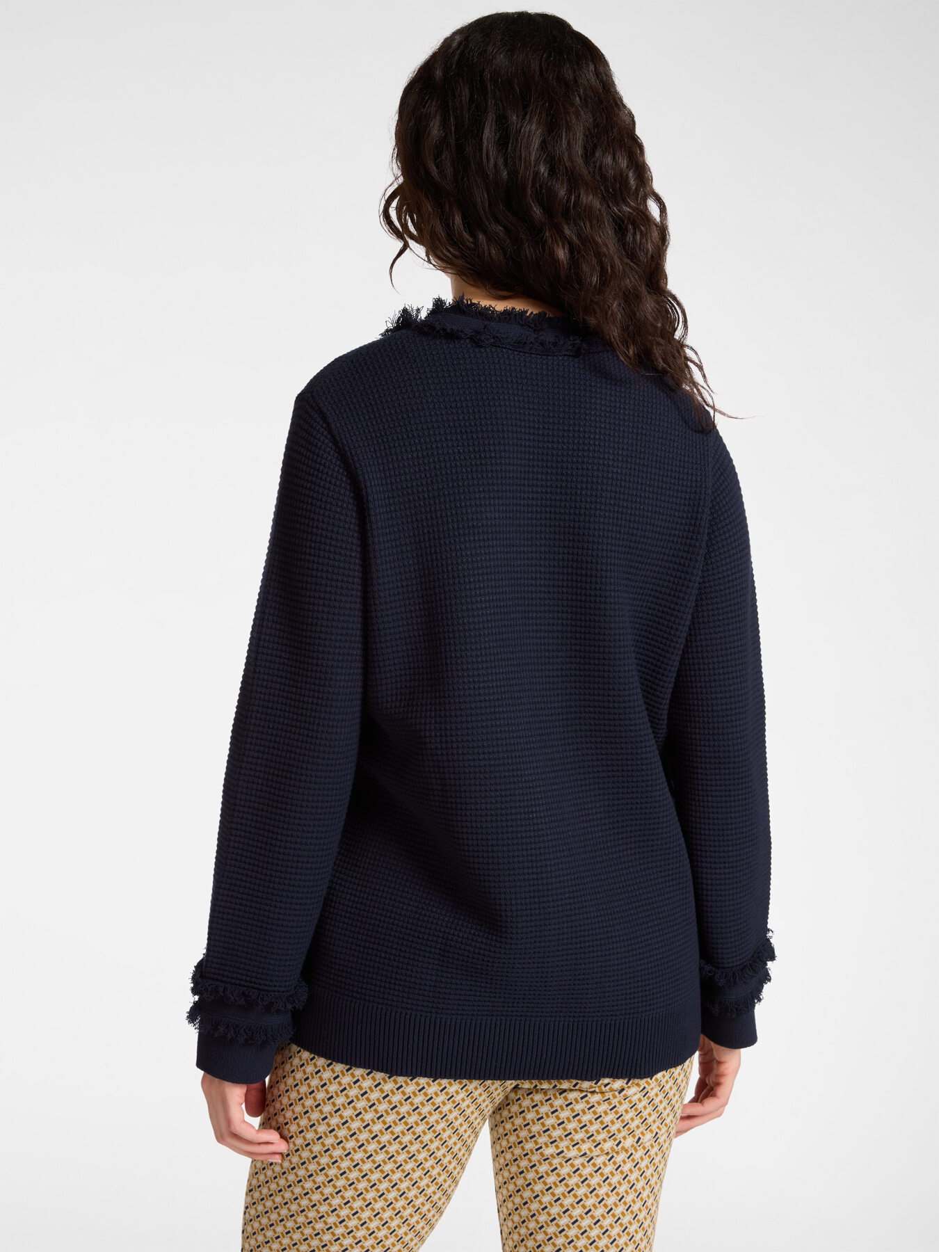 Viscose blend cardigan with fringes image number 1