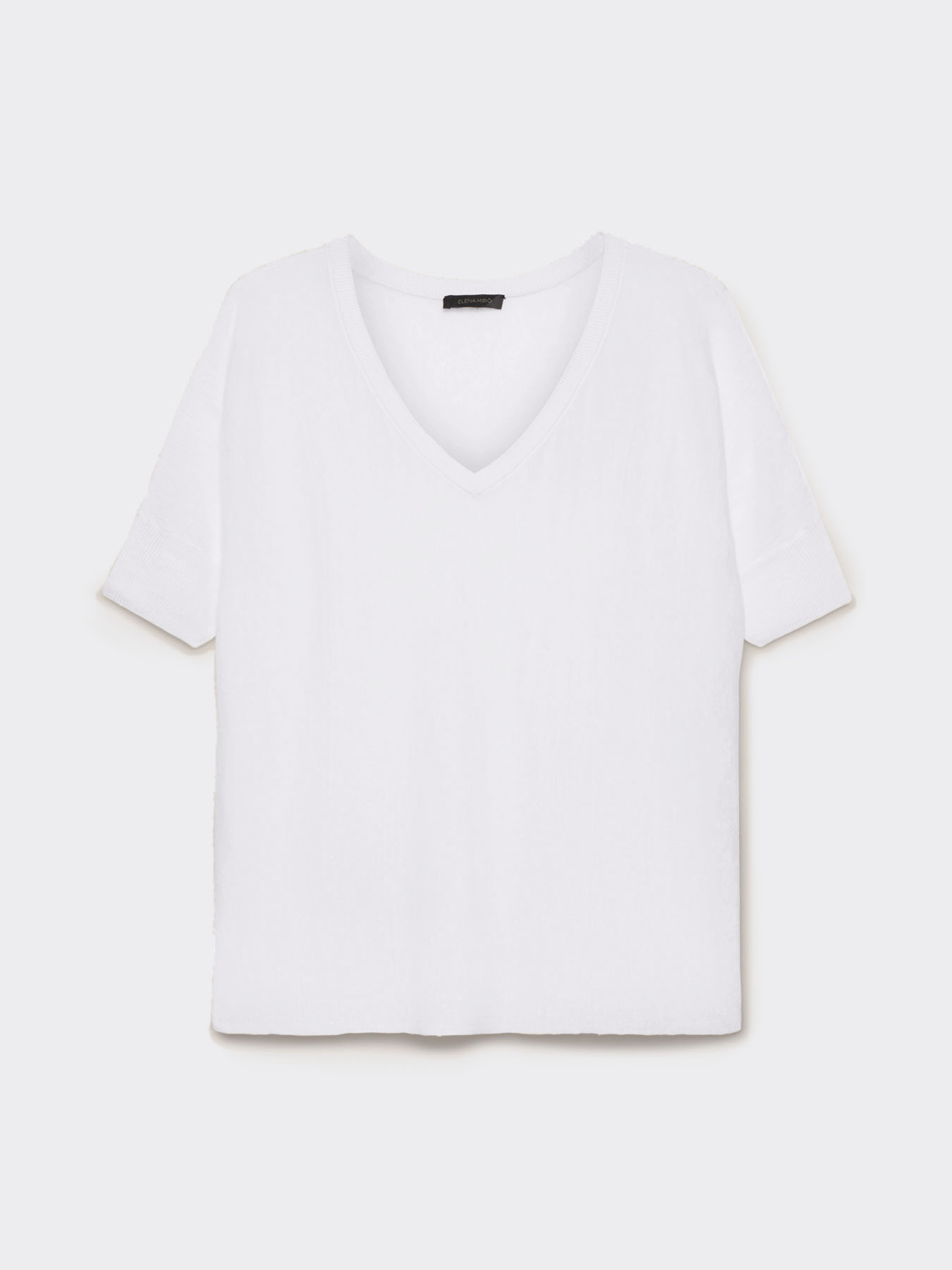 Camisola colarinho em V de linho puro image number 5