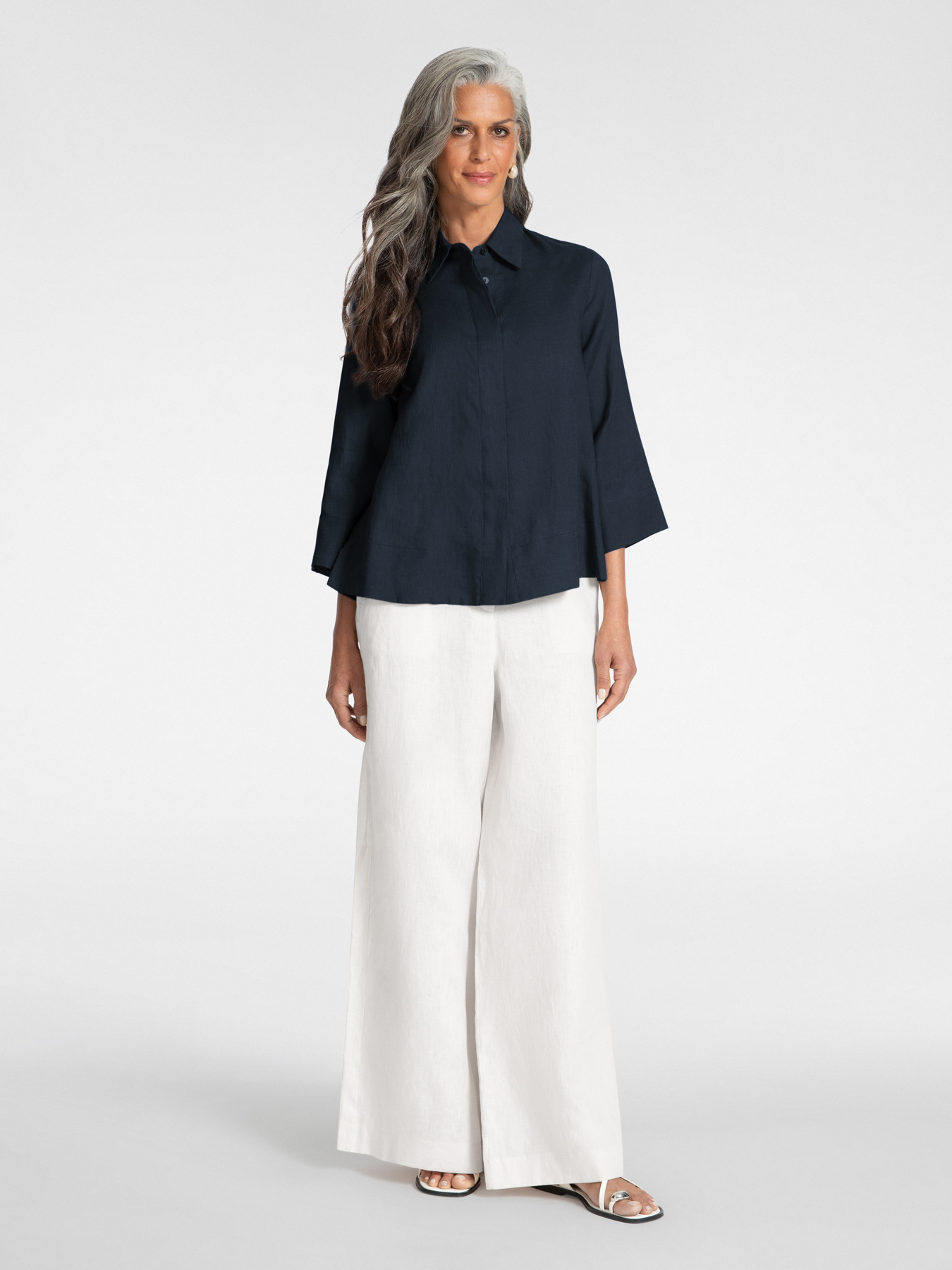 Camicia boxy in lino image number 2