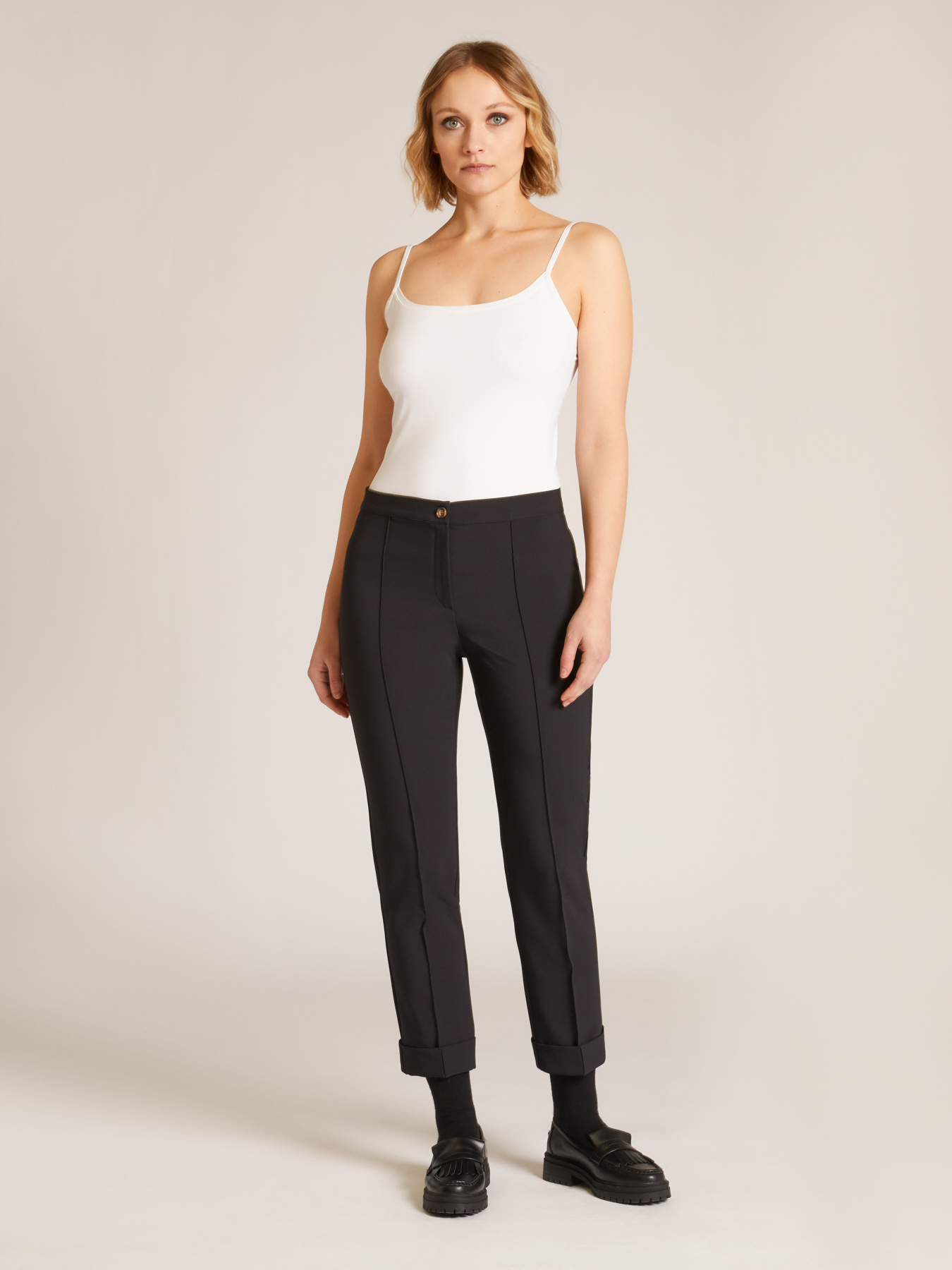BASIC STOVEPIPE TROUSERS IN STRETCH TECHNICAL FABRIC image number 2