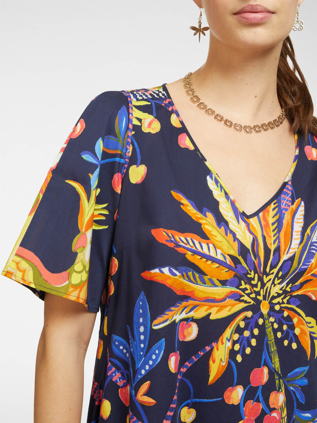 Abito stampato in cotone stretch image number 4