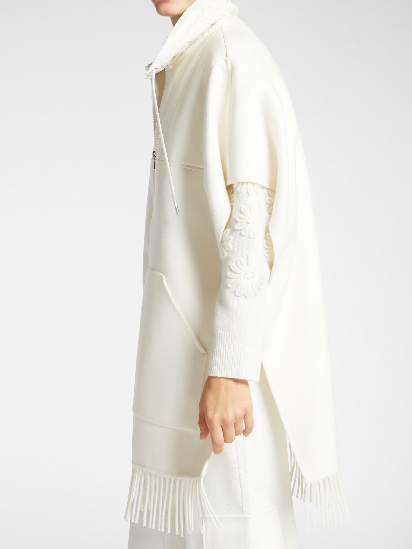 Cappa in tessuto double con collo in nylon image number 3