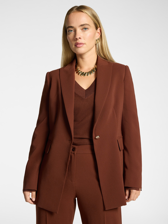 Cr&ecirc;pe blazer with Monogram button