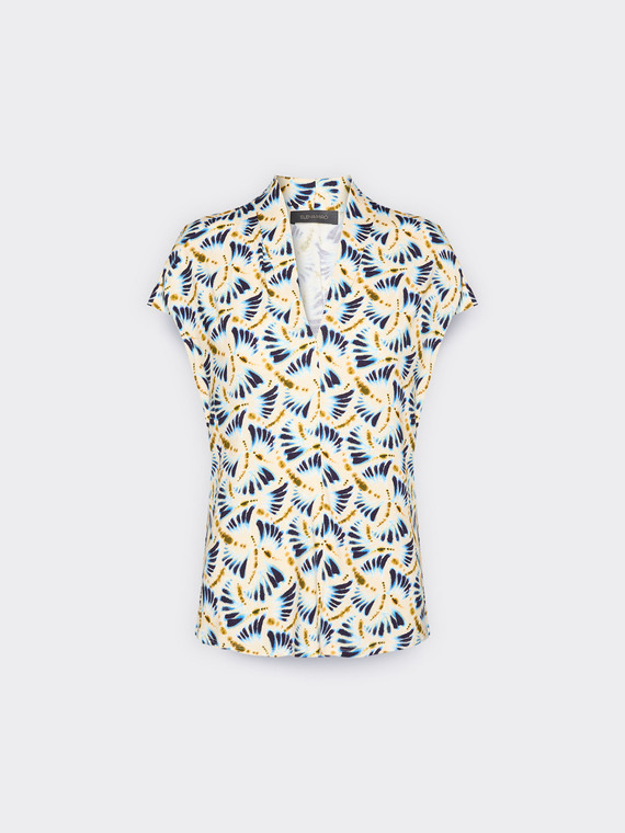Bedrucktes T-Shirt mit V-Ausschnitt