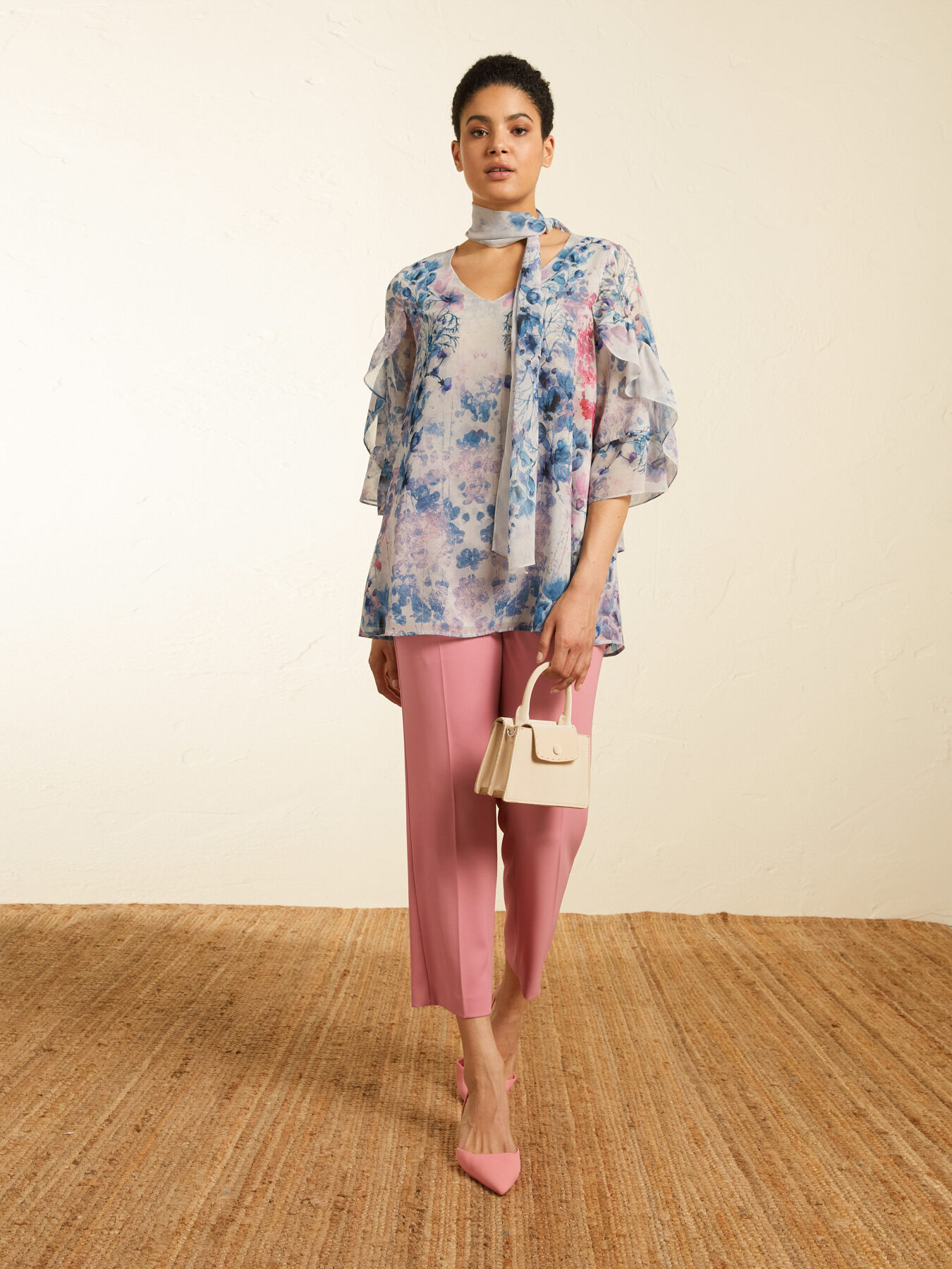 Printed blouse with sash image number 2