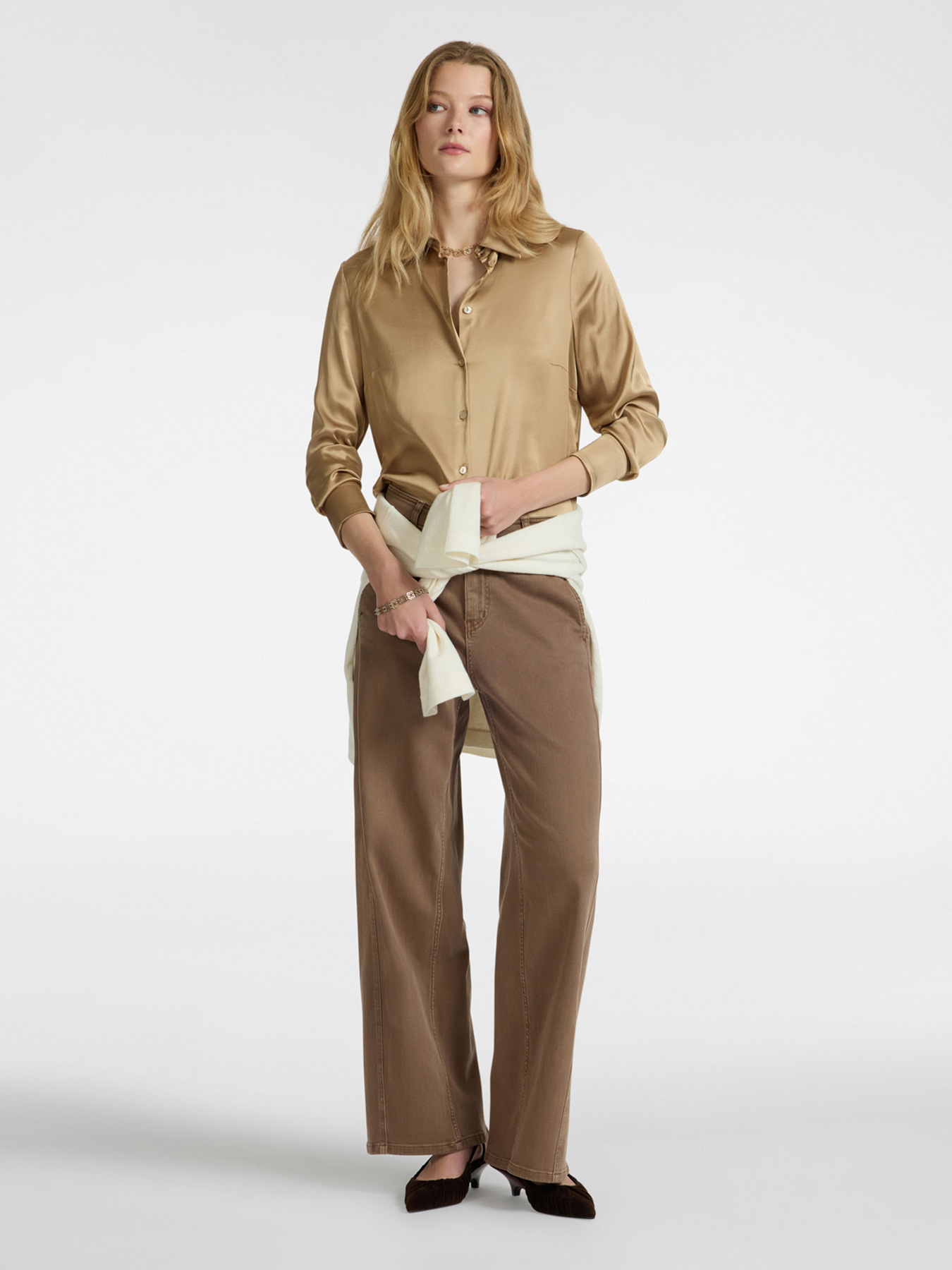 Camicia in raso stretch image number 2