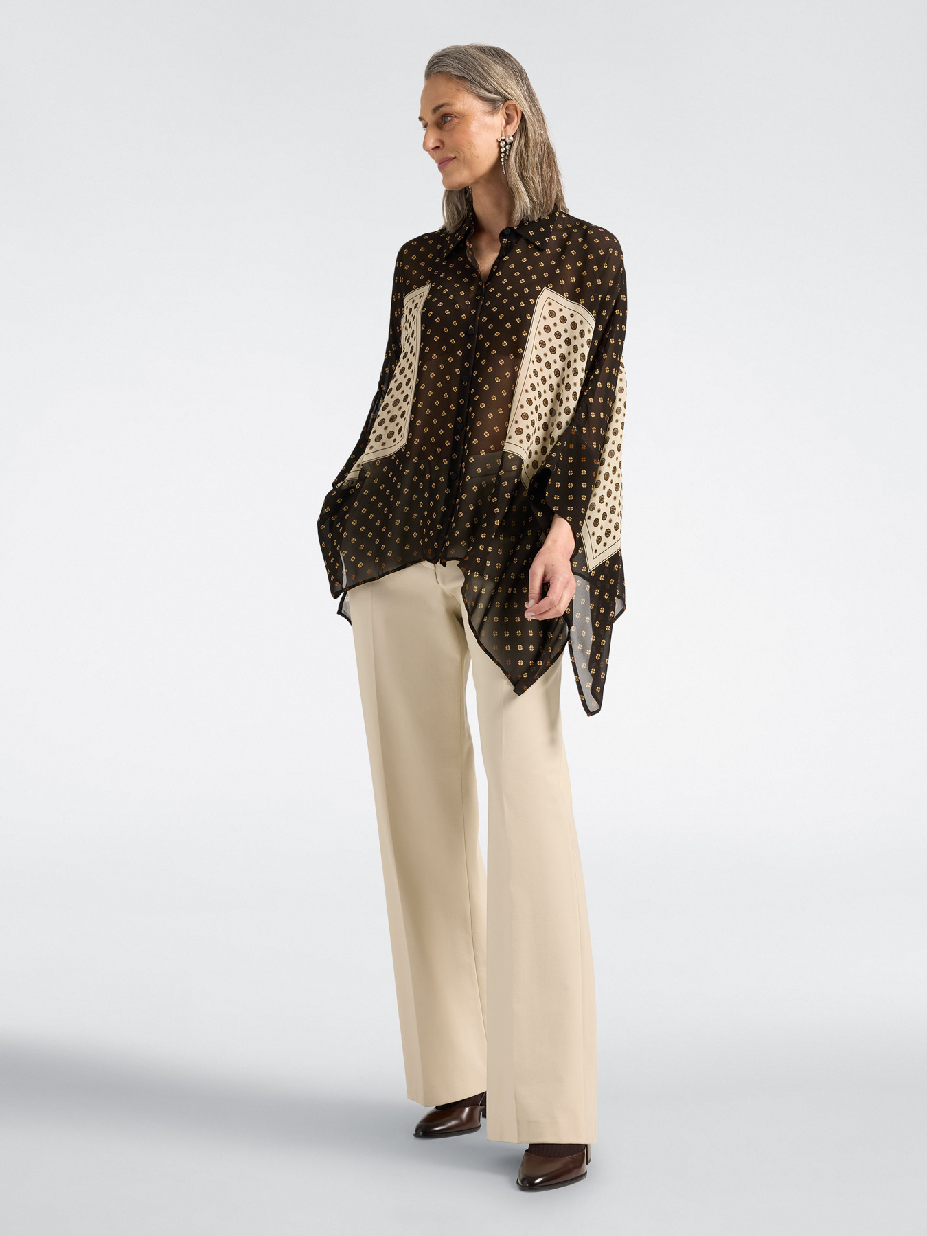 Oversized printed georgette shirt image number 2