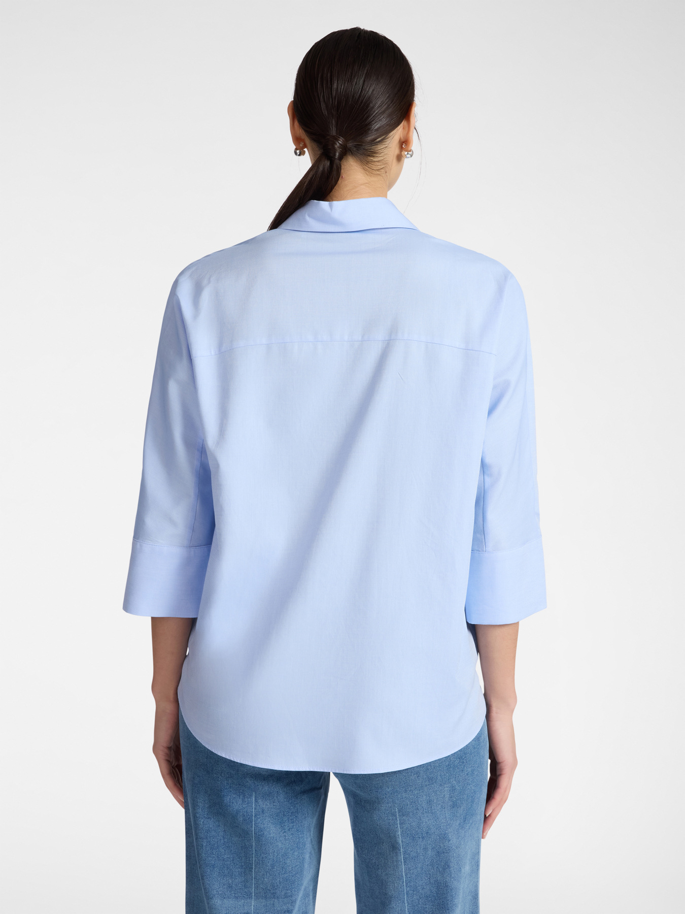 Camicia in popeline maniche tre quarti image number 1