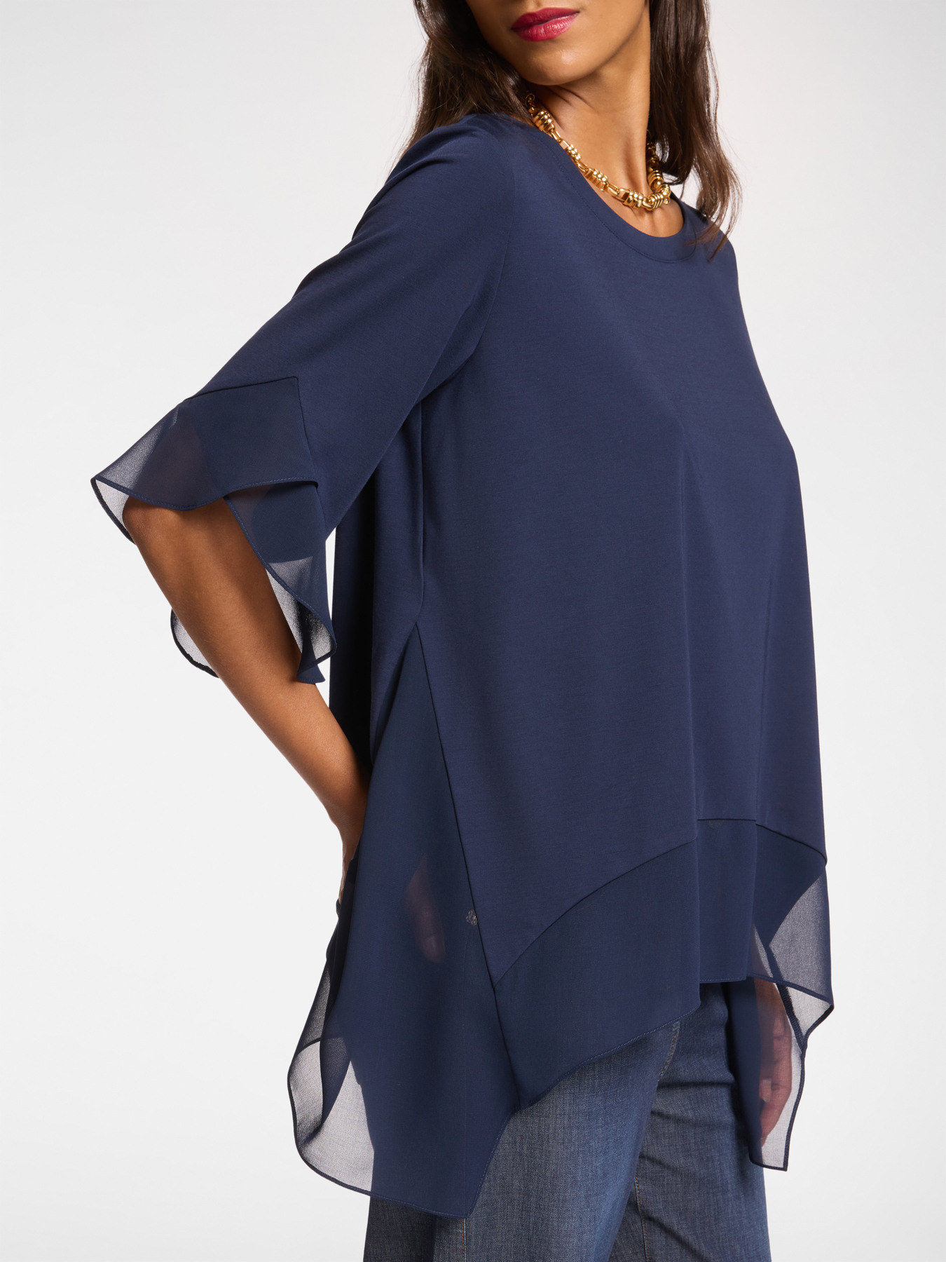 T-shirt avec bords en georgette image number 3