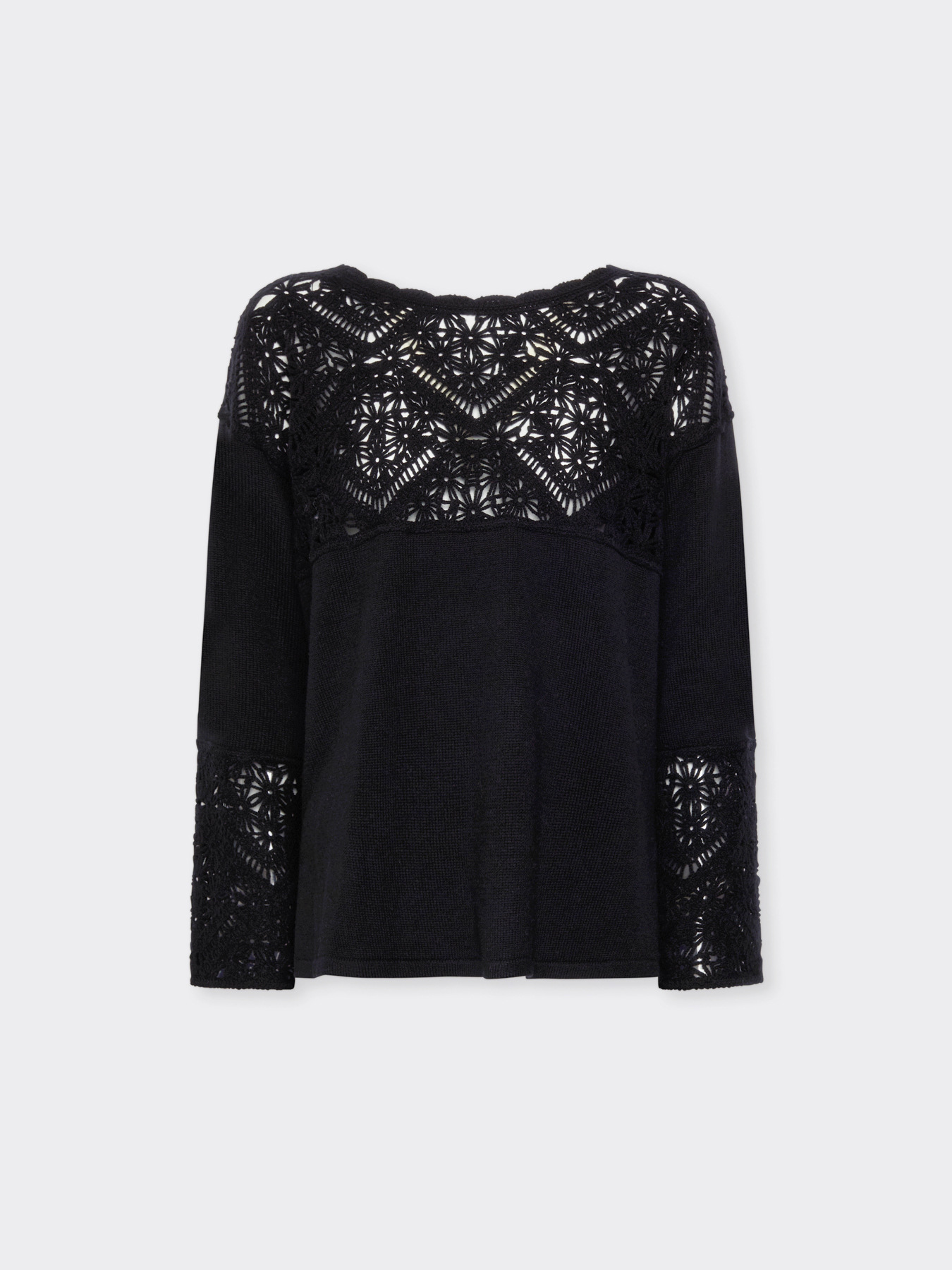 Sweater with lace inserts