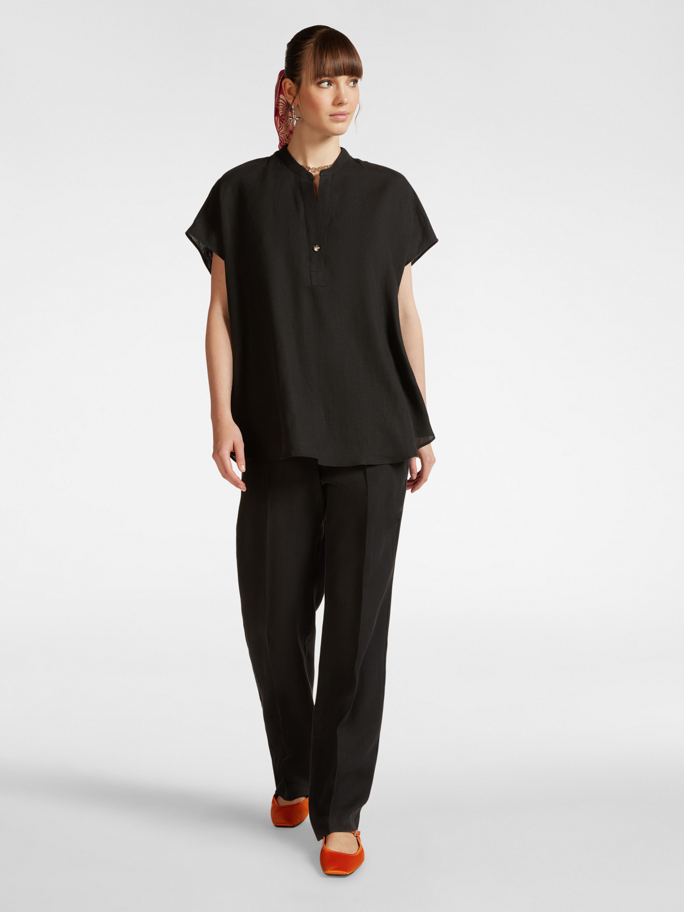 Blusa a kimono in lino image number 2