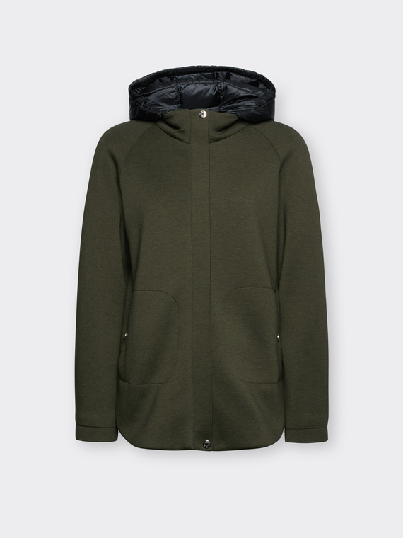 Parka in scuba con cappuccio