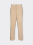 Pantal&oacute;n cropped de lino el&aacute;stico con pu&ntilde;os image number 4