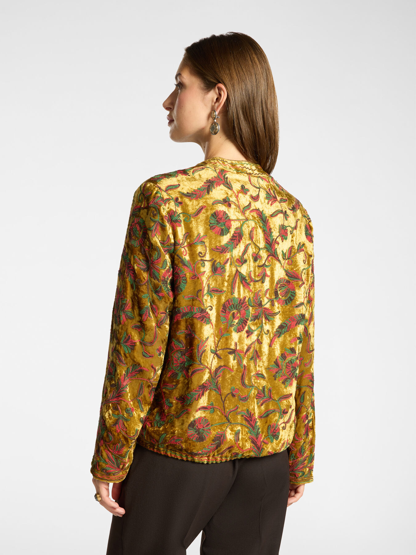 Chaqueta desestructurada de terciopelo bordada image number 1